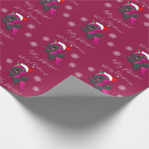 Merry Christmas unicorn & snowflakes personalised Wrapping Paper