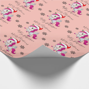 Merry Christmas unicorn & snowflakes personalised Wrapping Paper