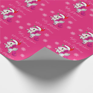 Merry Christmas unicorn & snowflakes personalised Wrapping Paper
