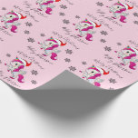 Merry Christmas unicorn & snowflakes personalised Wrapping Paper<br><div class="desc">Pretty Christmas pattern featuring cute unicorn and snowflakes. Personalise it with your message and name.</div>