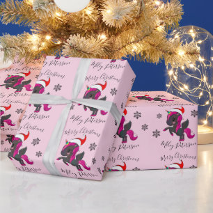 Merry Christmas unicorn & snowflakes personalised Wrapping Paper