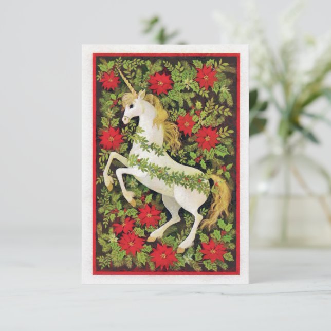 Merry Christmas Unicorn Thank You Card (Standing Front)