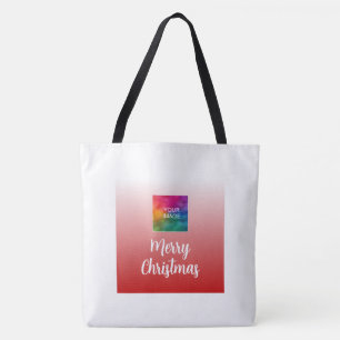Merry Christmas Upload Your Photo Large Shoulder Tote Bag
