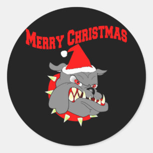 Merry Christmas USMC Devil Dog Classic Round Sticker