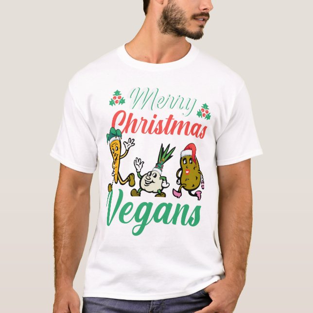 Merry christmas vegans Weihnachten T-Shirt (Front)