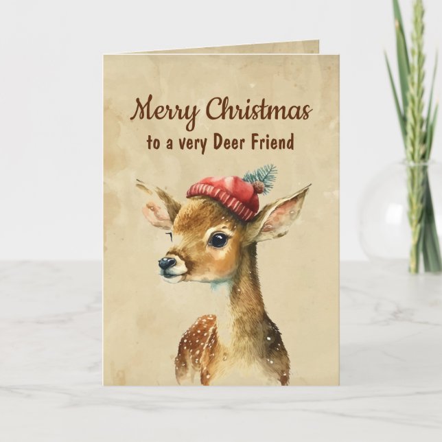 Merry Christmas Very Deer Friend  Card (Front)