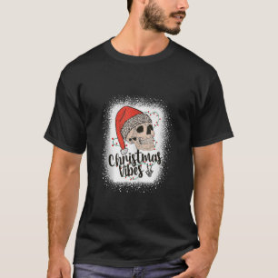 Merry Christmas Vibe Peace Hand Skull Leopard Sant T-Shirt