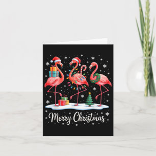 Merry Christmas Vibes Hat Santa Flamingo Light Xma Card