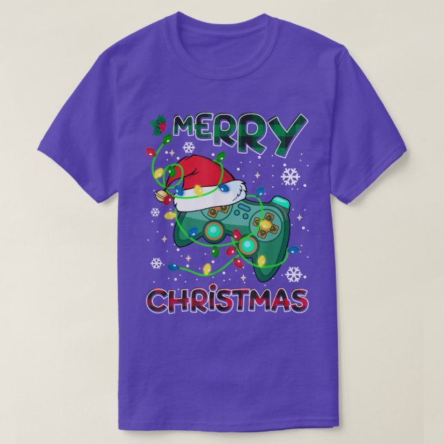Merry Christmas Video Game Player Hat Santa Happy  T-Shirt (Design Front)