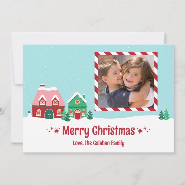 Merry Christmas Village Personalized Photo Card (Front)