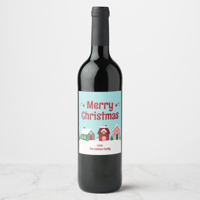 Merry Christmas Village Wine Label (Front)