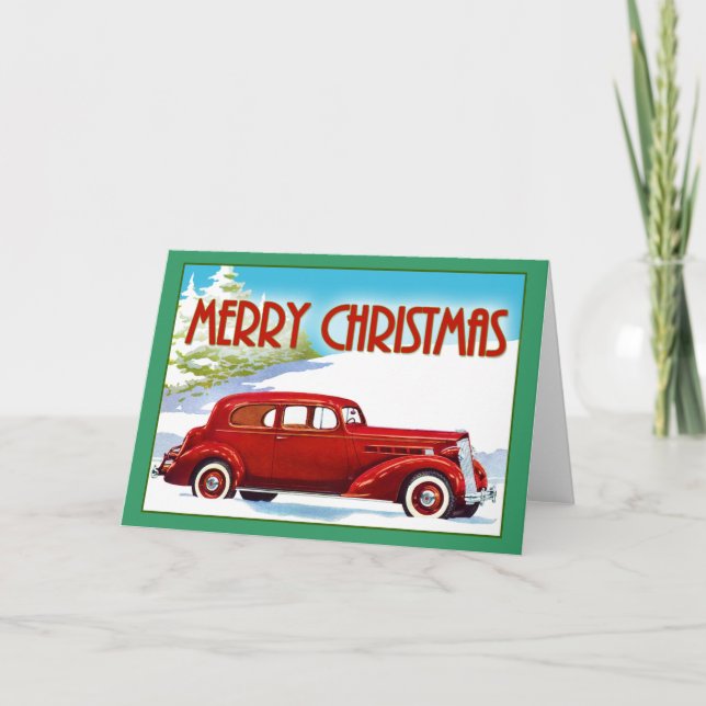 Merry Christmas - Vintage 1938 Packard Holiday Card (Front)