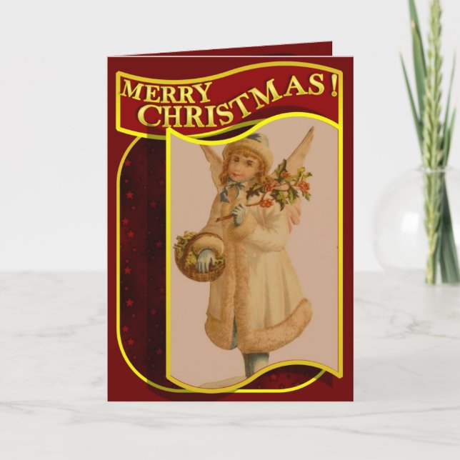 Merry Christmas Vintage Angel Christmas Card (Front)