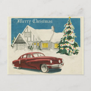 Merry Christmas Vintage Automobile Postcard