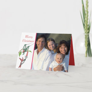 Merry Christmas Vintage Birds Your Family Photo Holiday Card