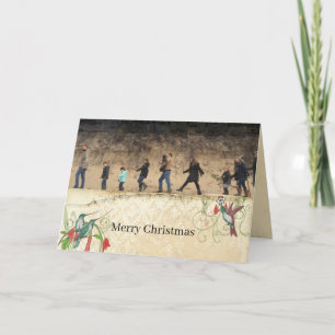 Merry Christmas Vintage Birds Your Family Photo Holiday Card