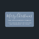 Merry Christmas Vintage Blue Return Address Label<br><div class="desc">Festive Merry Christmas return address labels with the text 'Merry Christmas' in white handwritten chic script calligraphy on a vintage blue background. Simply add your name and address. Perfect for your holiday cards and invitations! Exclusively designed for you by Happy Dolphin Studio. If you need any help or matching products,...</div>