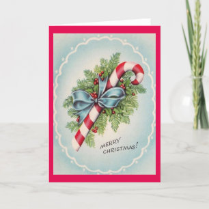 Merry Christmas Vintage Candy Cane Holiday Card