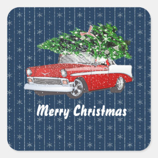 Merry Christmas vintage car stickers