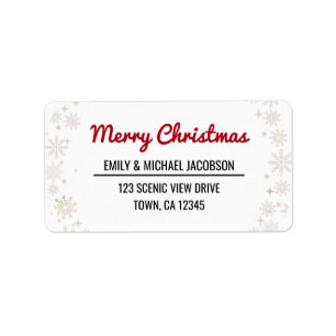 Merry Christmas Vintage Chic Typography Snowflakes Label