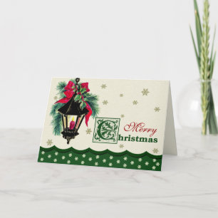 Merry Christmas. Vintage Christmas Lantern Cards