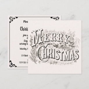 Merry Christmas, Vintage Christmas Party Invitation