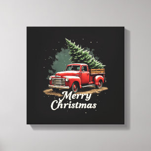 Merry Christmas Vintage Christmas Truck Canvas Print