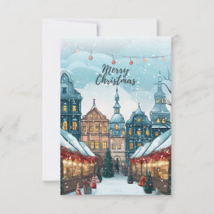 Merry Christmas Vintage City with Decorations Card