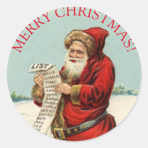 MERRY CHRISTMAS VINTAGE Classic Round Sticker