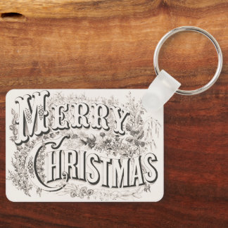 Merry Christmas, Vintage Currier & Ives (reprod) Key Ring