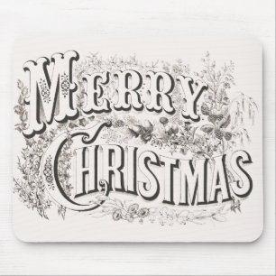 Merry Christmas, Vintage Currier & Ives (reprod) Mouse Mat