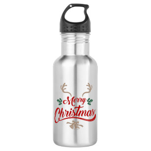 Merry Christmas Vintage Design Red & Green 532 Ml Water Bottle