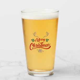 Merry Christmas Vintage Design Red & Green Glass