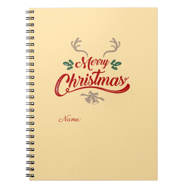 Merry Christmas Vintage Design | Red & Green Notebook (Front)
