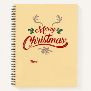 Merry Christmas Vintage Design Red & Green Notebook