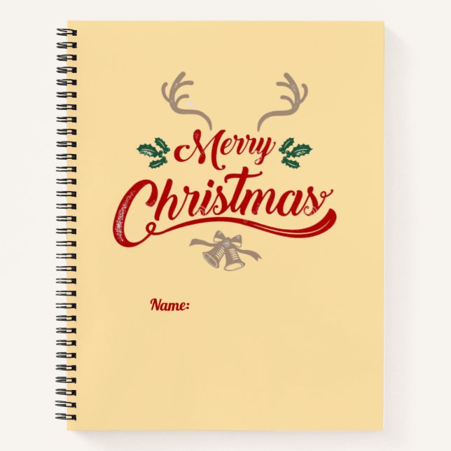 Merry Christmas Vintage Design | Red & Green Notebook (Front)