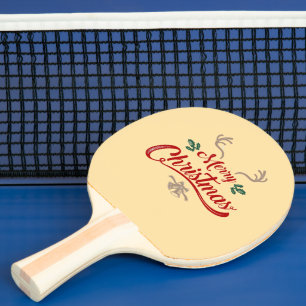 Merry Christmas Vintage Design Red & Green Ping Pong Paddle