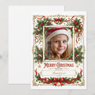 Merry Christmas Vintage Family Photo Holiday Card