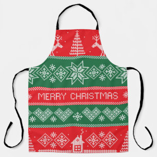 Merry Christmas: vintage festive pattern. Apron