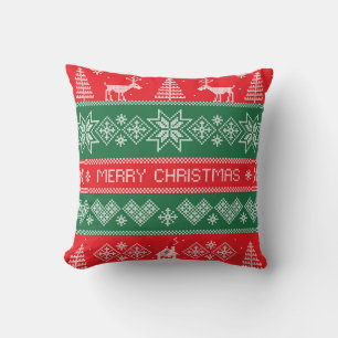 Merry Christmas: vintage festive pattern. Cushion