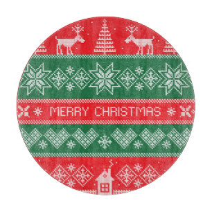Merry Christmas: vintage festive pattern. Cutting Board