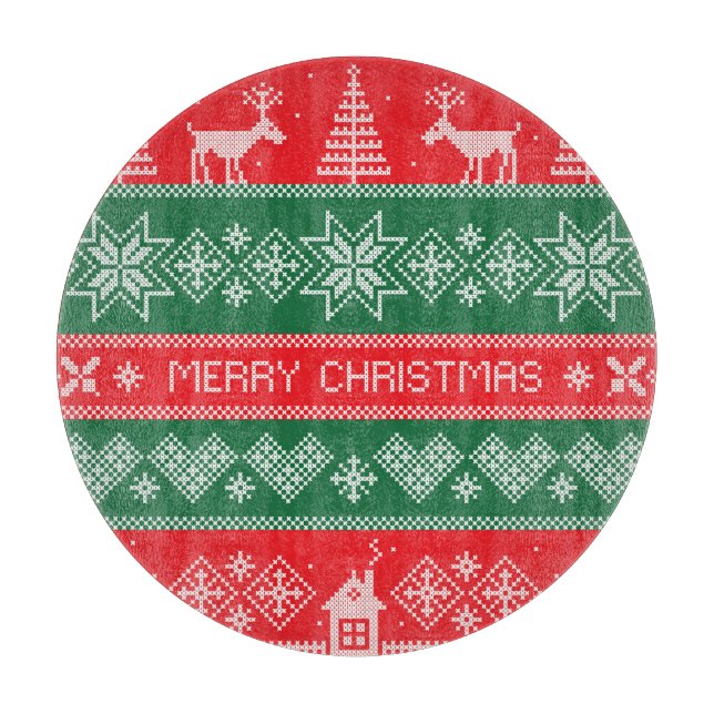 Merry Christmas: vintage festive pattern. Cutting Board (Front)