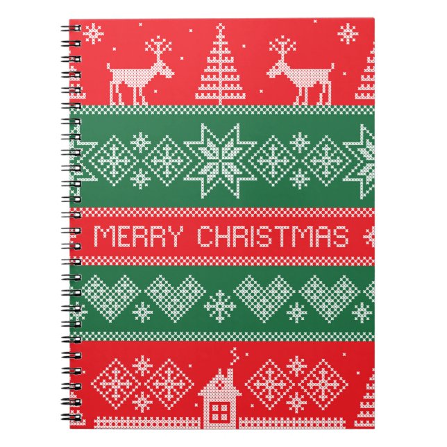 Merry Christmas: vintage festive pattern. Notebook (Front)