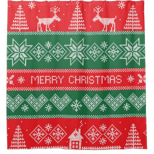 Merry Christmas: vintage festive pattern. Shower Curtain