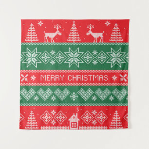 Merry Christmas: vintage festive pattern. Tapestry