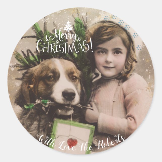 Merry Christmas vintage holiday gift tags (Front)