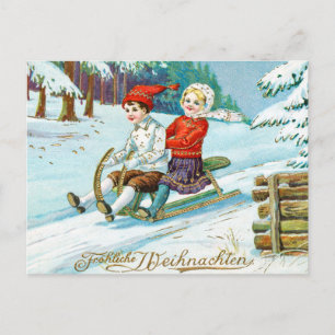 Merry christmas vintage holiday postcard