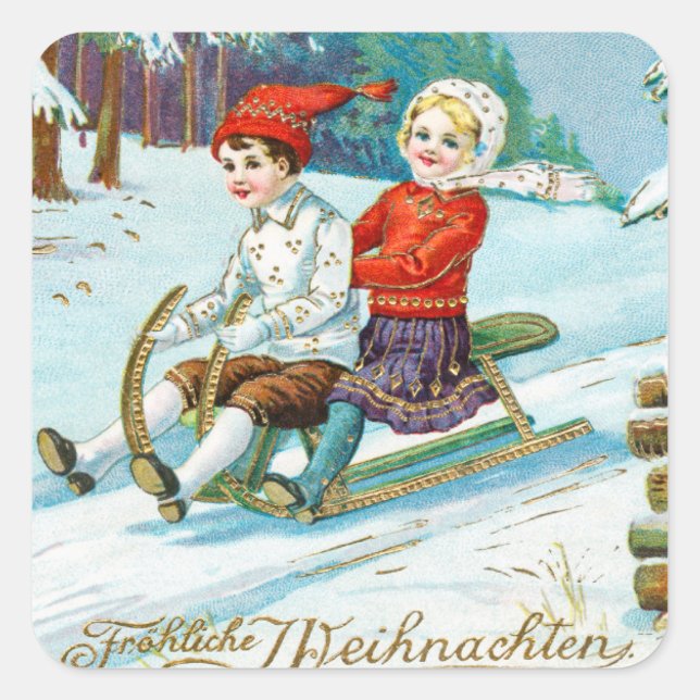 Merry christmas vintage holiday  square sticker (Front)