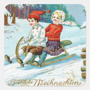 Merry christmas vintage holiday  square sticker
