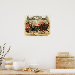 Merry Christmas, vintage illustration, Poster